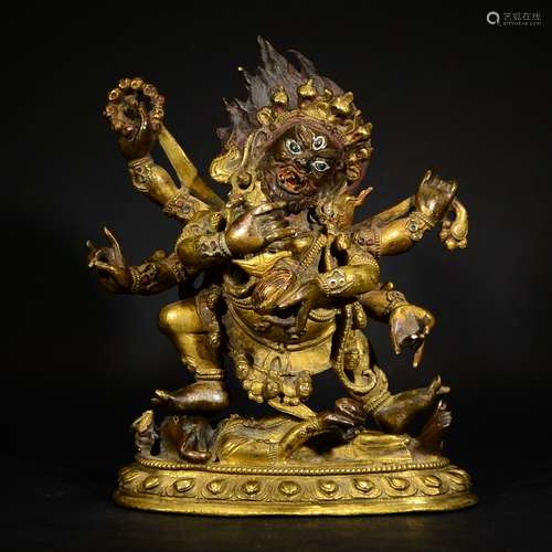 QING D., A GILT MINGWANG BUDDHA FIGURE STAND