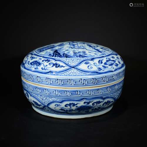 MING D., A BLUE AND WHITE COVERED BOX