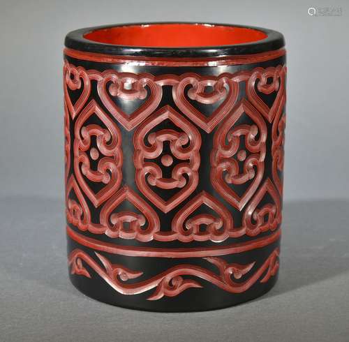 REPUBLIC PERIOD, A LACQUER WARE BRUSHPOT