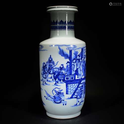 A BLUE AND WHITE FIGURAL VASE