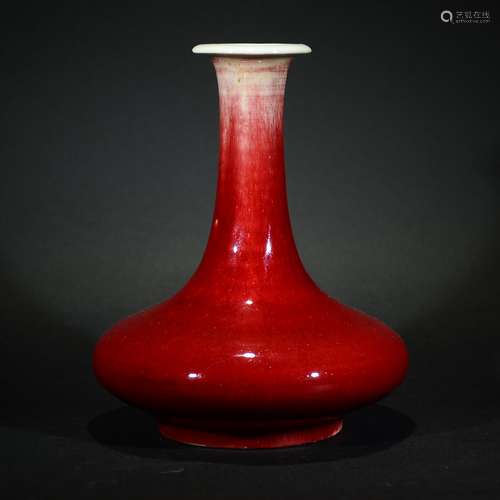 QING D., A LANG WARE RED CHIFA STYLE VASE