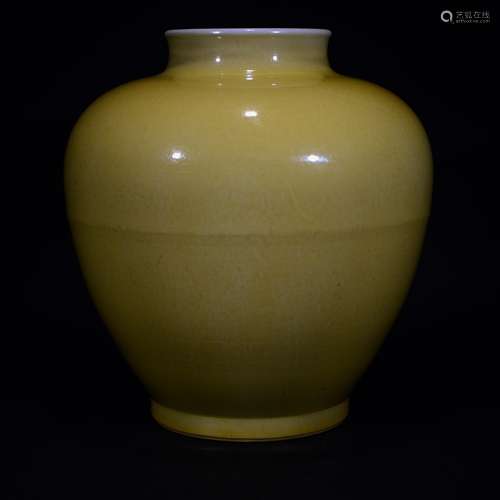 QING D., A YELLOW GLAZED JAR