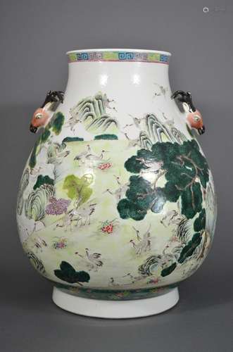 REPUBLIC PERIOD, A FAMILLE ROSE LANDSCAPE VASE