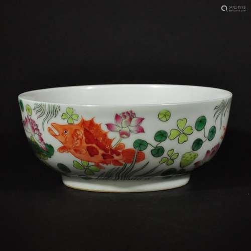 QIANLONG MARK, A FAMILLE ROSE RED BOWL