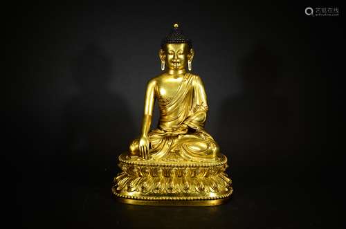 YONGLE MARK, A GILT BRONZE BUDDHA FIGURE