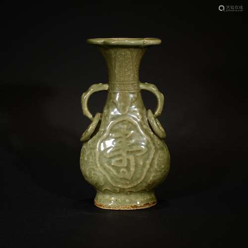 YUAN OR LATER, A LONGQUAN WARE CARVED VASE