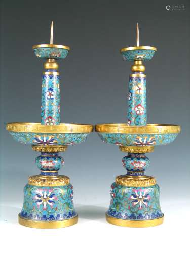 Pair of Cloisonne Candle Holder