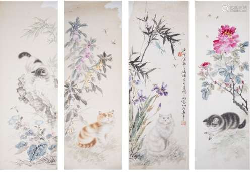 Set of Four Hanging Scrolls, Wang Xuetao, Cao KeJia