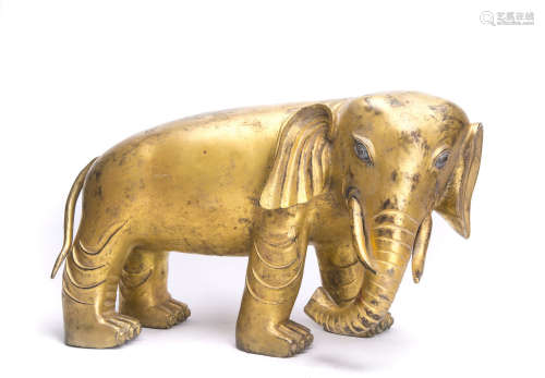 Chinese Gilt Bronze Figure of An elephant.