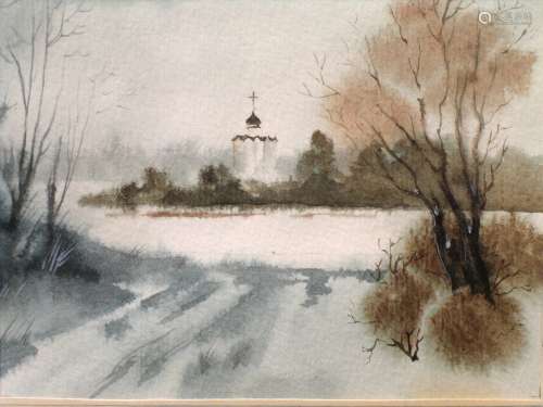Russian Landscape Water Color Painting