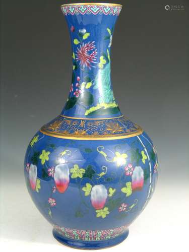 Chinese Powder Blue Porcelain Vase, Guangxu Mark.