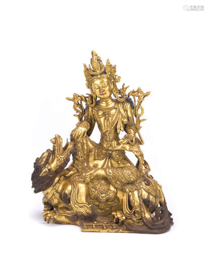 Gilt Bronze Figure of Simhanada-Avalokitesvara