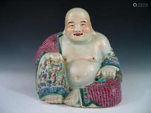 Chinese Famille Rose Porcelain Figure of Hotai Buddha