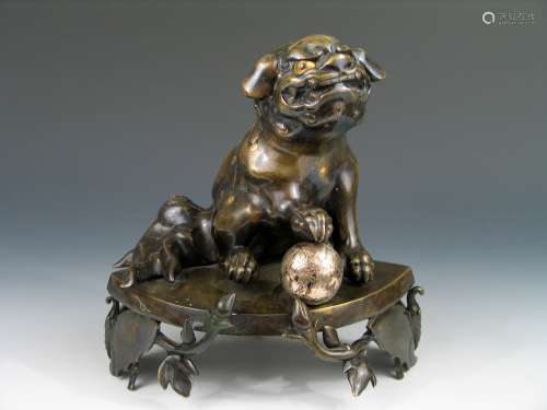 Japanese Bronze Figure of Foo Dog