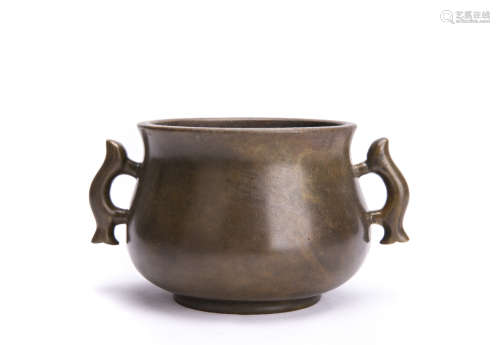 Chinese Bronze incense Burner with Two Handles