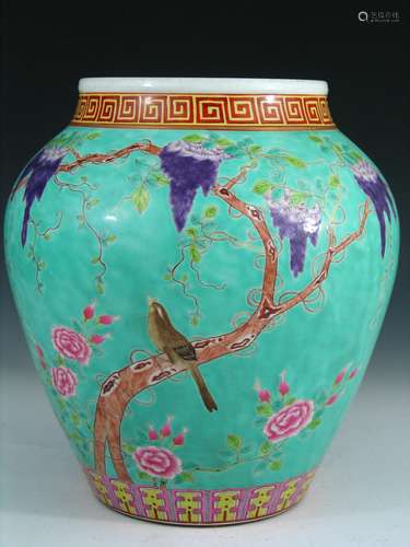 Chinese Famille Rose Porcelain Jar, Guangxu Mark