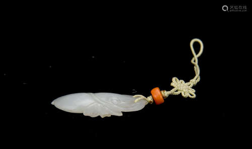 Chinese Carved White Jade Pendant