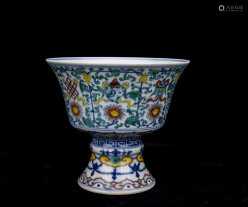 Chinese Doucai Stem Cup