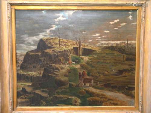 Weehawken Stone Quarry, Oil on Canvas Painting, by William Linsley Taylor