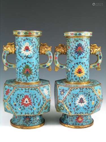 Pair of Chinese Cloisonne Vases.