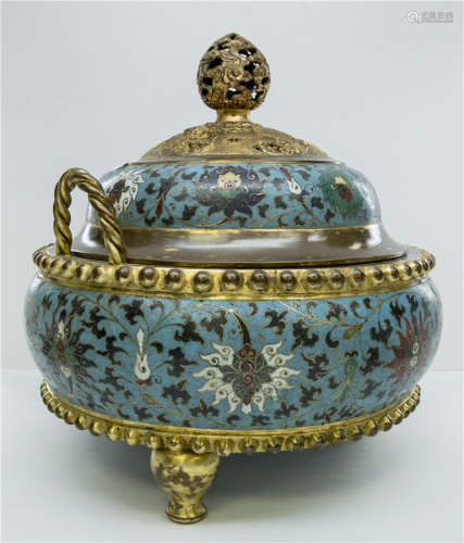 CHINESE CLOISONNE CENSER WITH LID