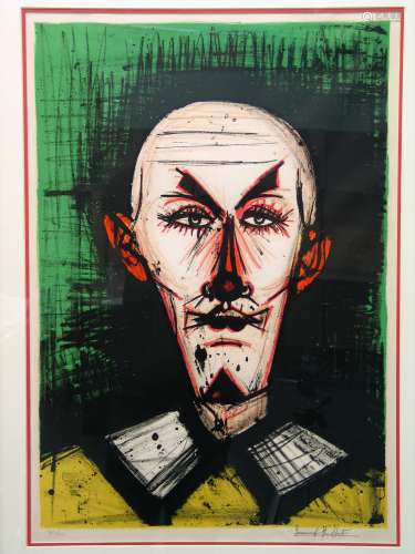 Raymond the Clown Color Lithograph, signed and numbered by Bernard Buffet