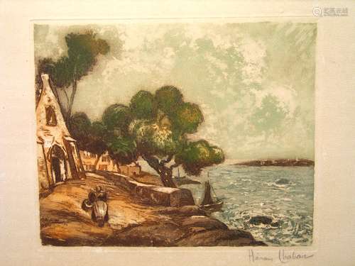 Dutch Landscape Color Lithograph Signed by Heran Chaban