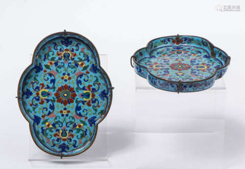 A Pair of Cloisonne Enamel Dishes
