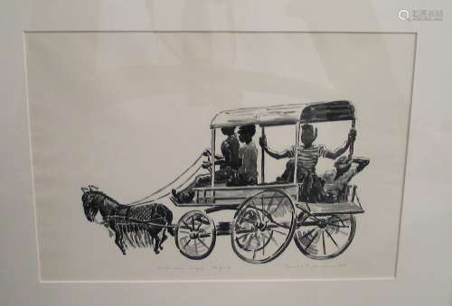 Watermelon Wagon Lithography, signed and numbered by Prentiss Taylor