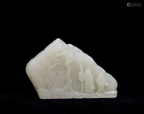 Chinese Carved White Jade Boulder