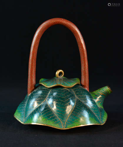 Chinese Cloisonné Teapot of Lotus Shape