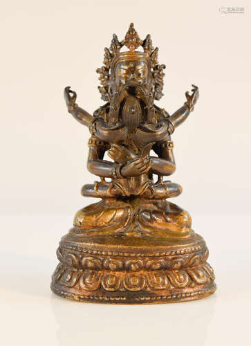 Nepalese Bronze Yub Yum on Lotus Base