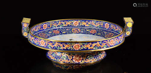 Chinese Enamel Bowl with Figurine