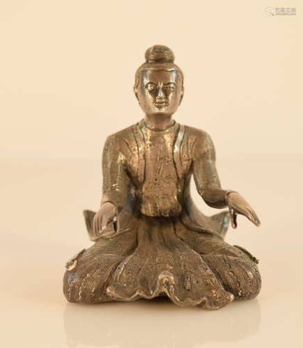 Southeast Asia Silver Kneeling Figurine