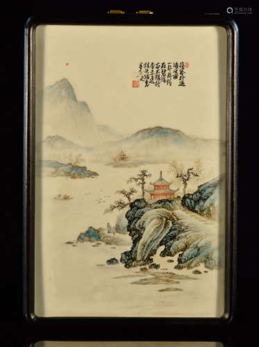 Chinese Porcelain Tile with Landscape Scene