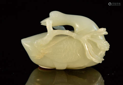 Chinese Celadon Nephrite Jade Duck