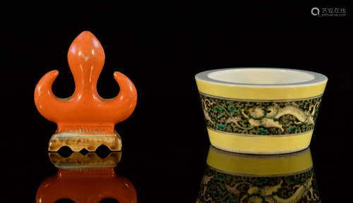 Two Chinese Scholar Porcelain Object