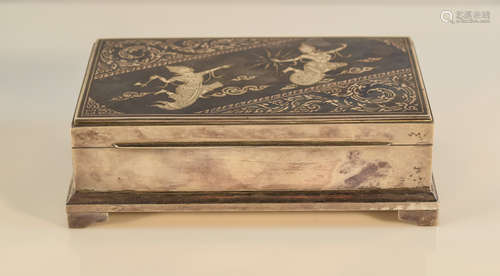 Siamese Thai Silver Box with Beautiful Etching