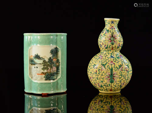 Two Chinese Porcelain Wall Vases