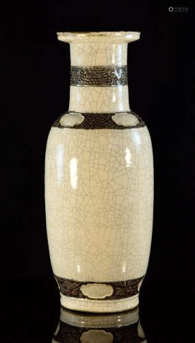 Chinese Crackle Glazed Porcelain Rouleat Vase