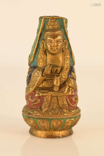 Chinese Enamel Gilt Bronze Kuanyin