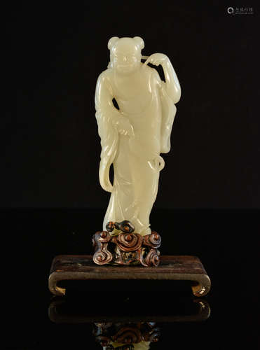 Chinese 18th cen Jade Immortal with Base