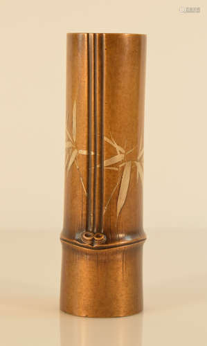 Japanese Mixed Metal Bronze Vase - Bamboo