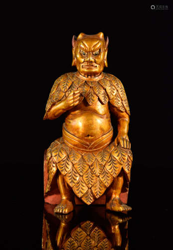 Chinese Gilt Lacquer Wood Immortal Deity