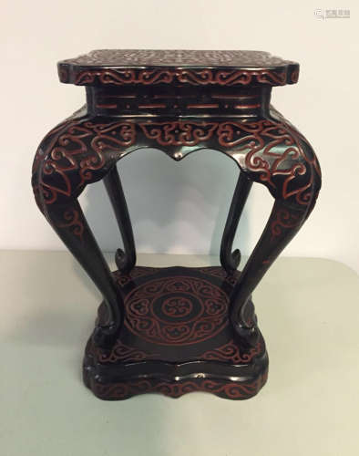 Chinese Guri Lacquer Censer Stand