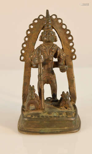 Southeast Asia Bronze Deity with Dog on Side