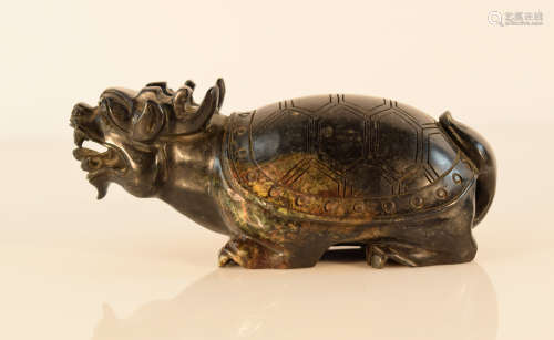 Chinese Carved Hard Stone Jade Turtle