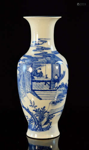 Chinese Blue White Porcelain Vase with Figurine Scene