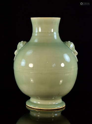 Chinese Celadon Porcelain Vase with Mask