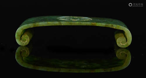 Chinese Spinach Green Jade Scholar Brush Rest